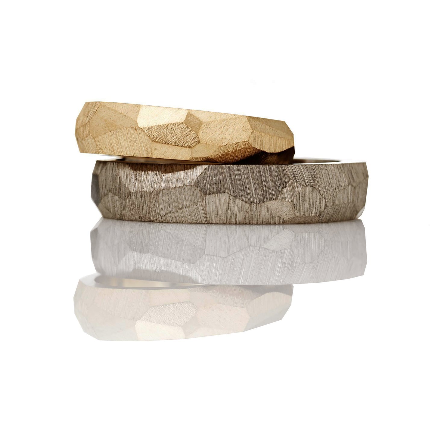 Faceted gold and white gold ring